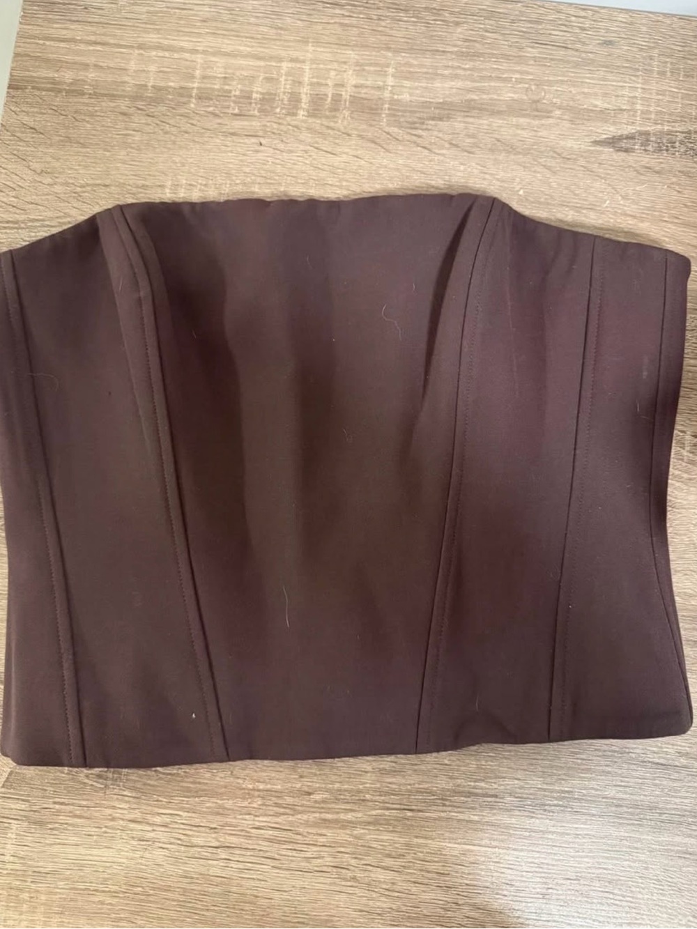 Wilfred Women's Strapless Brown Bustier Skirt Top